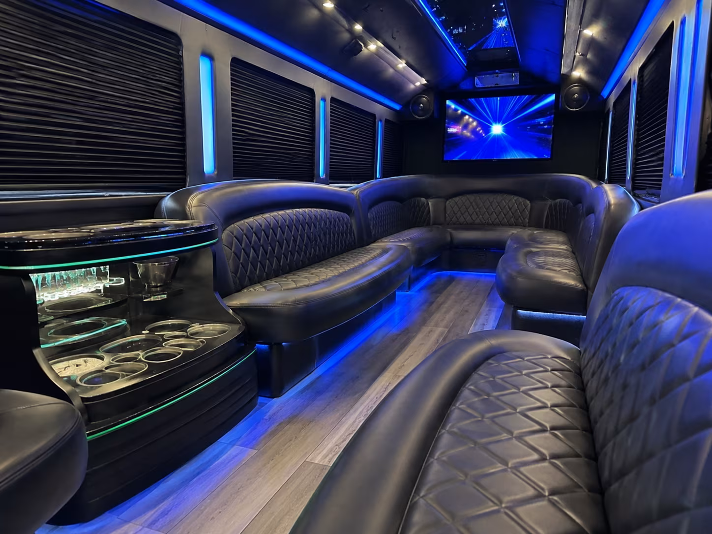 Passenger watching the Broken Arrow scenery during a regional party bus road trip