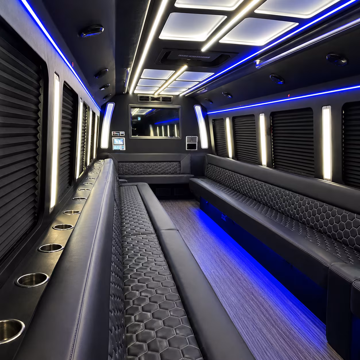 Group beside a Mercedes Sprinter limo in Broken Arrow