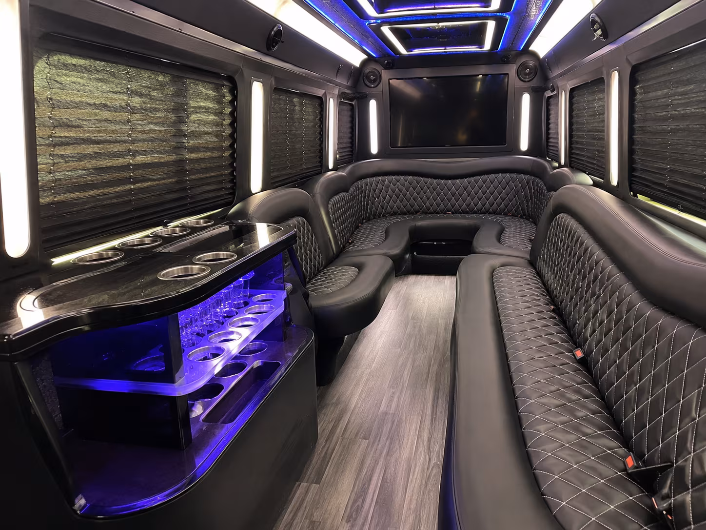 Broken Arrow Wedding Transportation party bus interior
