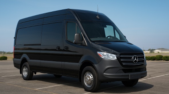 Exterior of Charter Bus Company Edmond's 14 Passenger Sprinter Limousine in Edmond