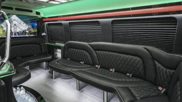 Interior of Charter Bus Company Norman's 18 Passenger Party Bus in Norman