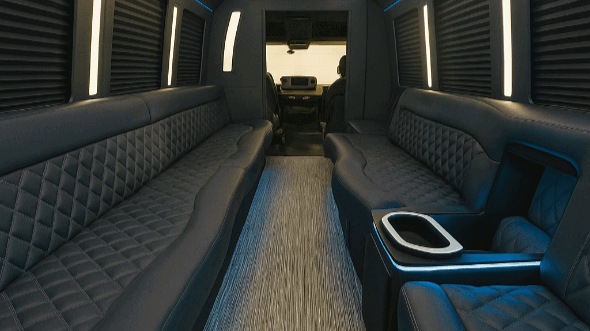 Interior of Broken Arrow Party Bus Company's 20 Passenger Party Bus in Broken Arrow