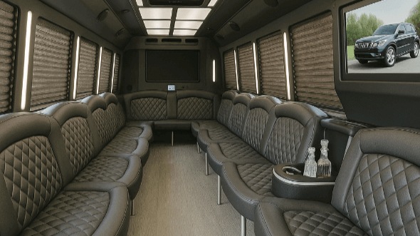 Interior of Charter Bus Company Moore's 20 Passenger Party Bus in Moore