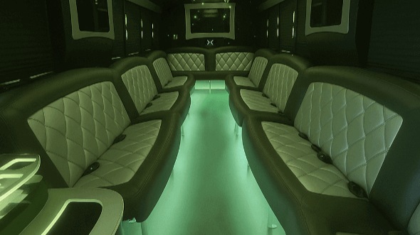 Interior of Charter Bus Company Norman's 20 Passenger Party Bus in Norman