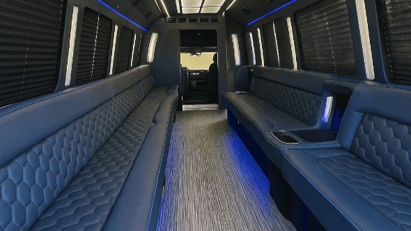 Interior of Charter Bus Company Midwest City's 25 Passenger Party Bus in Midwest City