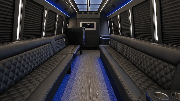 Interior of Charter Bus Company Springdale's 25 Passenger Party Bus in Springdale