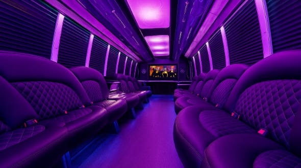 Interior of Charter Bus Company Midwest City's 28 Passenger Party Bus in Midwest City