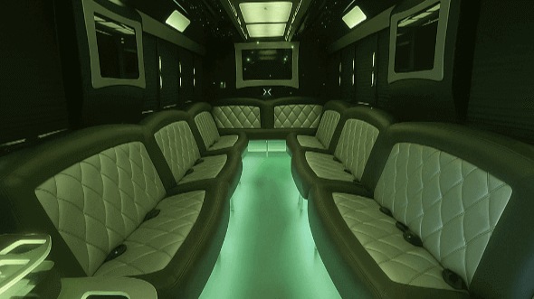 Interior of Charter Bus Company Norman's 28 Passenger Party Bus in Norman