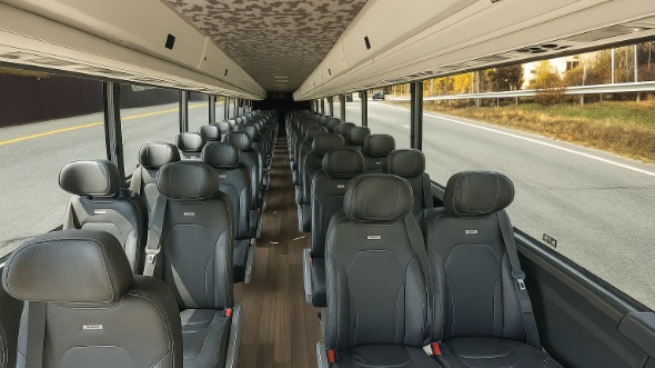 Interior of Charter Bus Company Broken Arrow's 30 Passenger Minibus in Broken Arrow