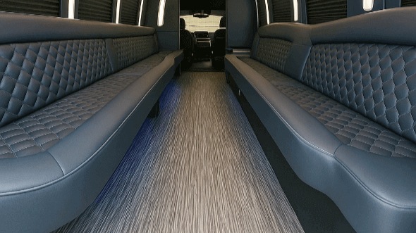Interior of Charter Bus Company Norman's 30 Passenger Party Bus in Norman