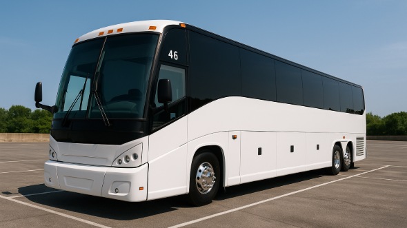 Exterior of Charter Bus Company Broken Arrow's 40 Passenger Charter Bus in Broken Arrow