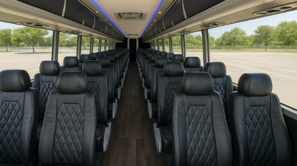 Interior of Charter Bus Company Broken Arrow's 40 Passenger Charter Bus in Broken Arrow