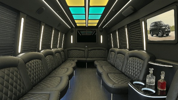 Interior of Charter Bus Company Edmond's 40 Passenger Party Bus in Edmond