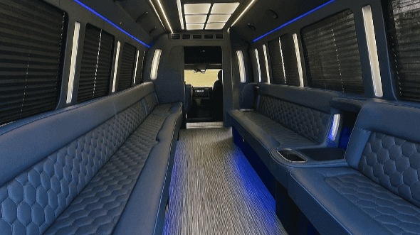 Interior of Charter Bus Company Fayetteville's 40 Passenger Party Bus in Fayetteville