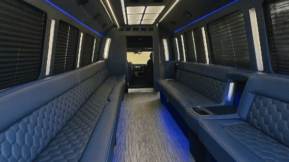 Interior of Charter Bus Company Midwest City's 40 Passenger Party Bus in Midwest City