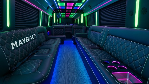 Interior of Charter Bus Company Moore's 40 Passenger Party Bus in Moore