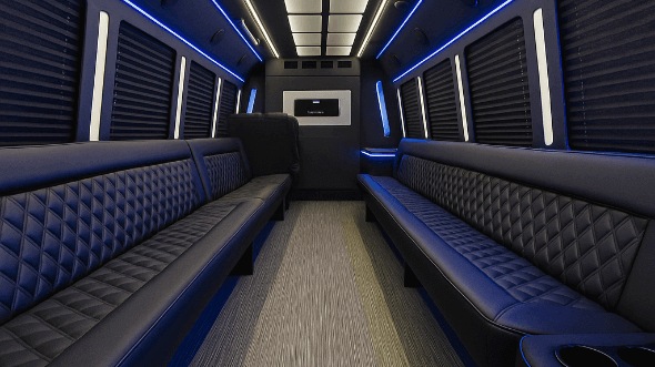 Interior of Charter Bus Company Oklahoma City's 40 Passenger Party Bus in Oklahoma City