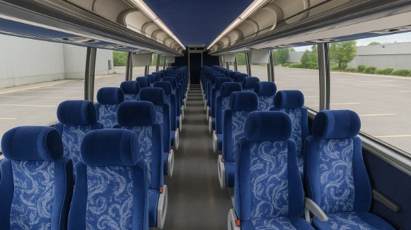 Interior of Charter Bus Company Broken Arrow's 45 Passenger Charter Bus in Broken Arrow