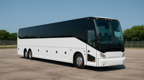 Exterior of Charter Bus Company Broken Arrow's 46 Passenger Charter Bus in Broken Arrow