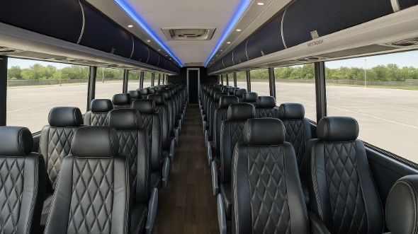 Interior of Charter Bus Company Broken Arrow's 47 Passenger Charter Bus in Broken Arrow