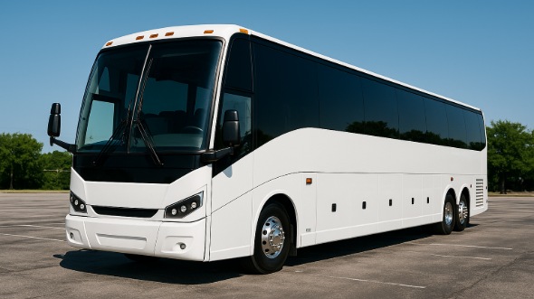 Exterior of Charter Bus Company Broken Arrow's 51 Passenger Charter Bus in Broken Arrow