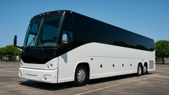 Exterior of Charter Bus Company Broken Arrow's 54 Passenger Charter Bus in Broken Arrow