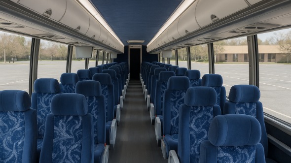 Interior of Charter Bus Company Broken Arrow's 55 Passenger Charter Bus in Broken Arrow