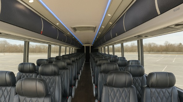 Interior of Charter Bus Company Broken Arrow's 56 Passenger Charter Bus in Broken Arrow